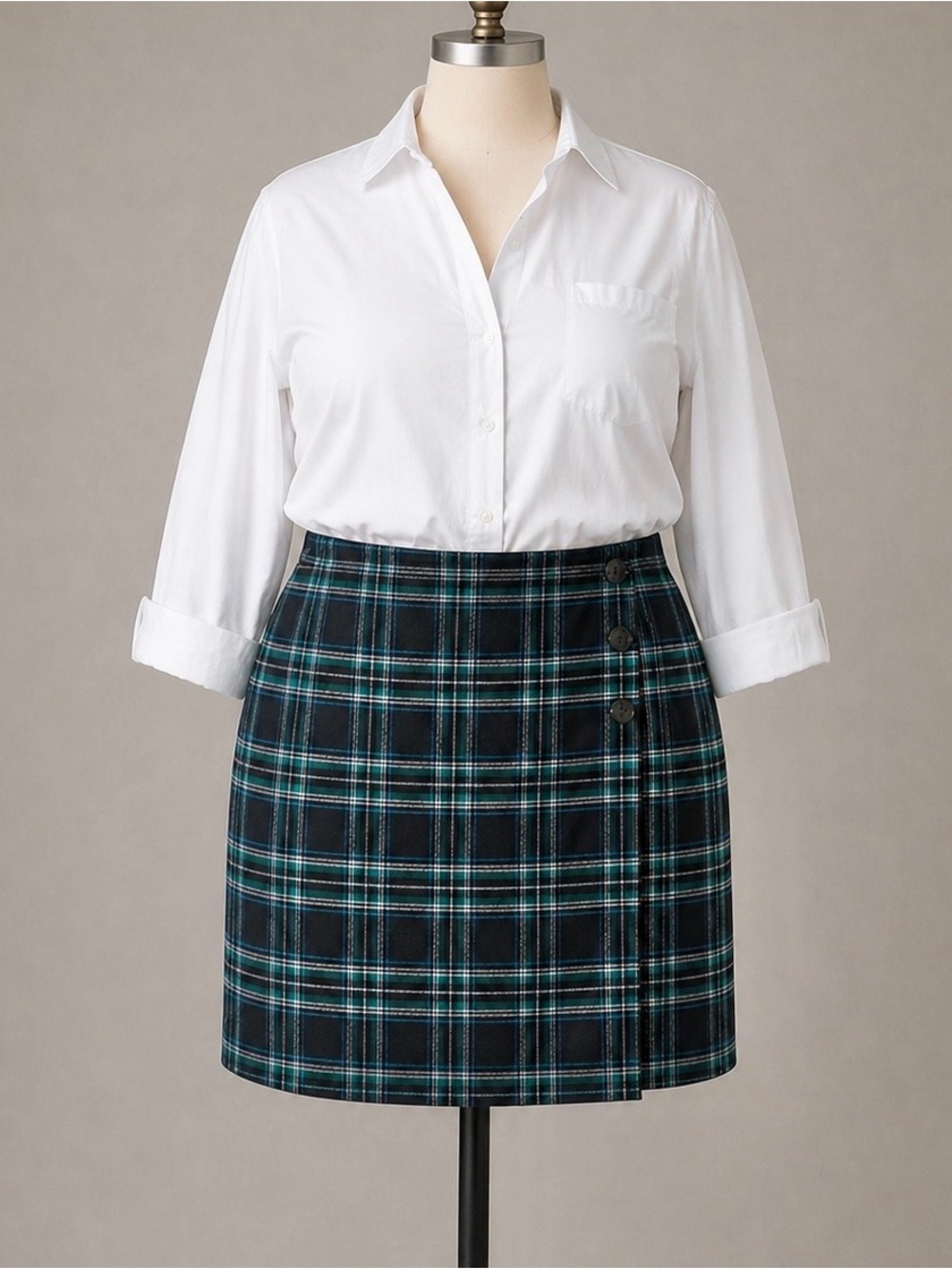JESSICA LONDON Wool Blend Tartan Plaid Skirt 22W Heritage Preppy Clueless Winter